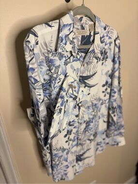 Island Republic Blue & White Floral Shirt Jacket #1099